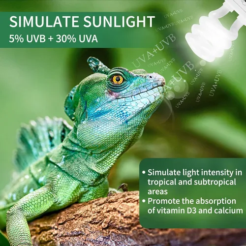 Vista 5 de LUCKY HERP Lámpara fluorescente compacta UVA UVB para reptiles 5.0, 13 W, lámpara tropical para terrario