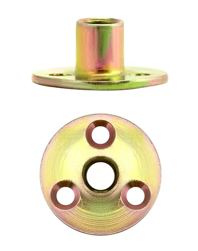 Vista 5 de QWORK Tuerca de placa de hierro de 3/8 "-16, juego de 25 piezas tuerca en T con base redonda de acero al carbono, tuercas en T de acero al carbono