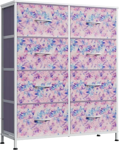 Vista 28 de WLIVE - Cómoda de tela para dormitorio, cómoda alta con 8 cajones, torre de almacenamiento con contenedores de tela, cómoda doble, cómoda