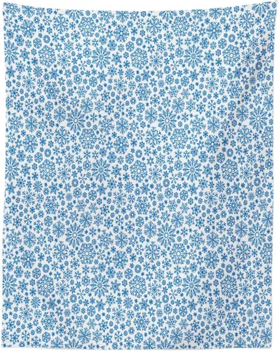 Vista 3 de Lunarable Snowflake Tapestry, Christmas Different Shapes Snowflakes Pattern Winter Frosty Arctic Print, Fabric Wall Hanging Decor for Bedroom Living