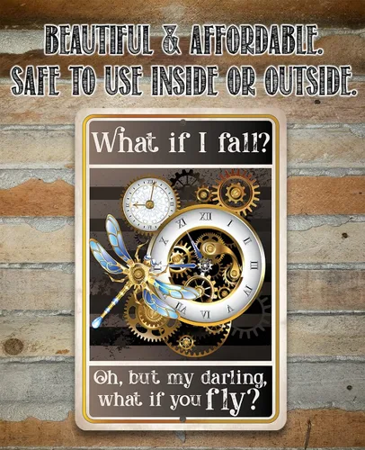 Vista 8 de What If I Fall, Oh But My Darling, What If You Fly - Inspirational Quotes Poster for Home Office, Motivational Uplifting Gift, Dragonfly Clock