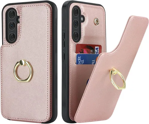 Vista 11 de Lipvina Funda para Samsung Galaxy A03s con tarjetero, Galaxy A03s para mujer, tarjetero de crédito, soporte con anillo, bonita funda para teléfono