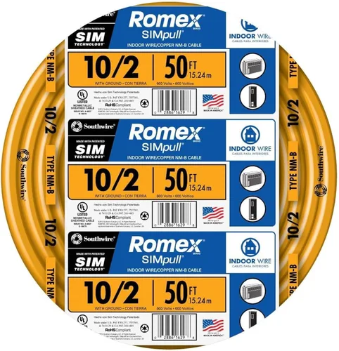 Vista 3 de Southwire Romex Brand Simpull Sólido Interior 10/2 W/G Cable NMB bobina de 25 pies - SW 28829021