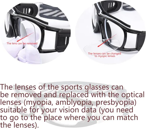 Vista 3 de SooGree Gafas deportivas para niños, gafas protectoras, gafas de seguridad ocular, reemplazables a lentes graduadas de 8 a 16 años