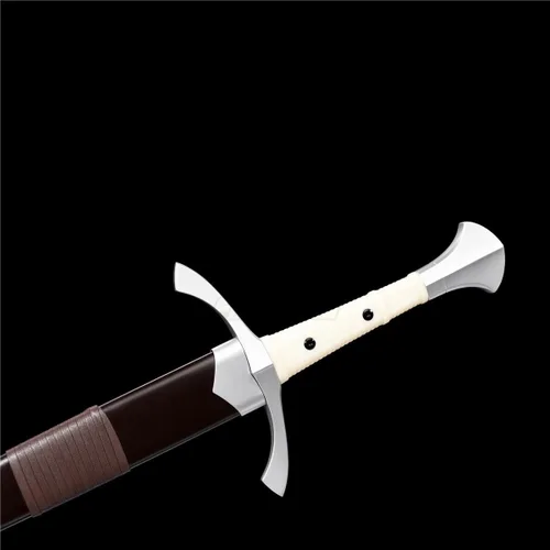 Vista 7 de Fidestisan Espada Medieval Claymore de 45 pulgadas Hecha a Mano Espadas Largas Reales Hoja Negra de Espiga Completa Autoensamblaje Desmontable