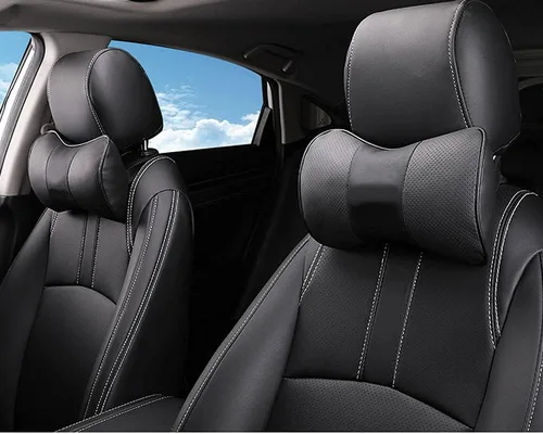 Vista 4 de 2 fundas de cuero para reposacabezas de automóvil, fundas de cojín para almohada (beige)