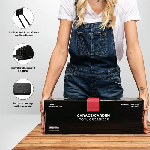 Vista 7 de TIDYME Organizador de herramientas de garaje para montaje en pared, 48 pulgadas, estante de almacenamiento resistente con ganchos ajustables