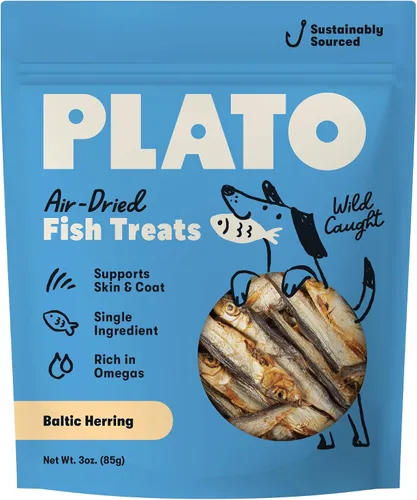 Golosinas para perros Plato - Golosinas de pescado para perros - Golosinas para perros de un solo ingrediente aireadas - con ácidos grasos Omega 3 y