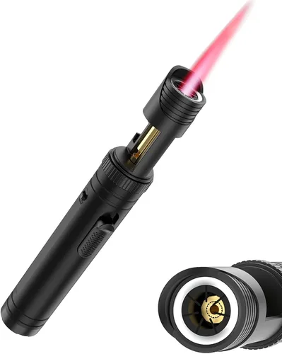 Vista 10 de Semlos Antorcha de butano con indicador de combustible, encendedor de cocina recargable con bloqueo de seguridad y llama ajustable para bricolaje
