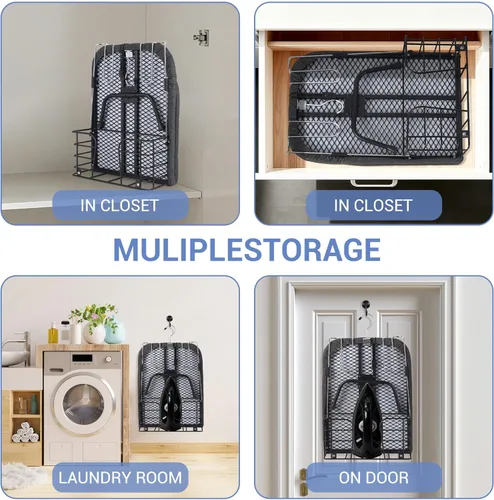 Vista 5 de Garvee Tabla de planchar de mesa, pequeña tabla de hierro plegable portátil con soporte de hierro, cesta de almacenamiento, cubierta y almohadilla