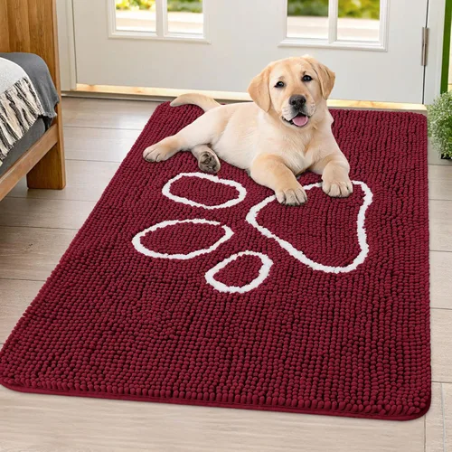 Vista 159 de Smiry Tapete para puerta de perro para patas fangosas, absorbente que atrapa la suciedad, antideslizante, de secado rápido, lavable, tapete