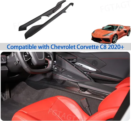 Vista 7 de Co-Pilot - Cubierta de panel lateral de caja de reposabrazos compatible con Chevrolet Corvette C8 2020-2025, moldura de panel lateral del conductor
