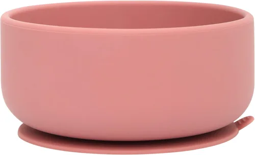 dollop Tazón de succión de silicona, sin BPA, apto para lavavajillas y microondas (rosa polvoriento)