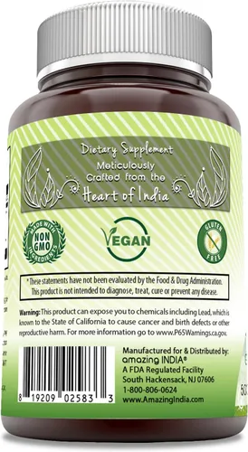 Vista 3 de Amazing India Gymnema 500 Mg Veggie Capsules Supplement Non-GMO Gluten-Free Made in USA (1 Pack 120 Count)