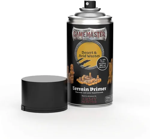 The Army Painter DnD Terrain Primer: Desert & Arid Wastes, 10 onzas – Capa base de pintura en aerosol dorada para terrenos y azulejos GameMaster