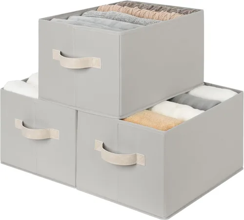 Vista 15 de StorageWorks - Canastas de almacenamiento para estantes, contenedores de tela plegables para armario con asas, contenedores de almacenamiento