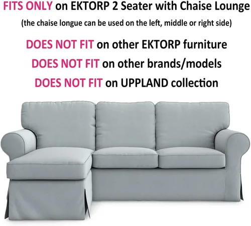Vista 2 de MASTERS OF COVERS Ektorp - Sofá biplaza (2 asientos) con funda de diván de repuesto Cutomoized para IKEA Ektorp modular de 3 asientos, funda