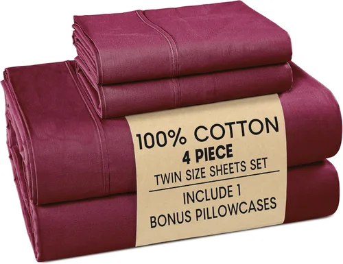 Vista 43 de Casa Platino Juego de sábanas Twin – Sábanas Twin 100% algodón con 2 fundas de almohada, sensación ligera y ajuste seguro, tejido percal crujiente