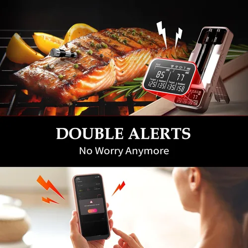 Vista 6 de Termómetro inalámbrico inteligente para carne de 800FT con sonda digital para carne, termómetro para carne Bluetooth con control de host