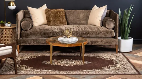 Vista 5 de Rugs.com, colección Amaya - Alfombra de pelo medio marrón de 2 x 3 pies perfecta para entradas, cocinas, rincones para desayunar, piezas de realce