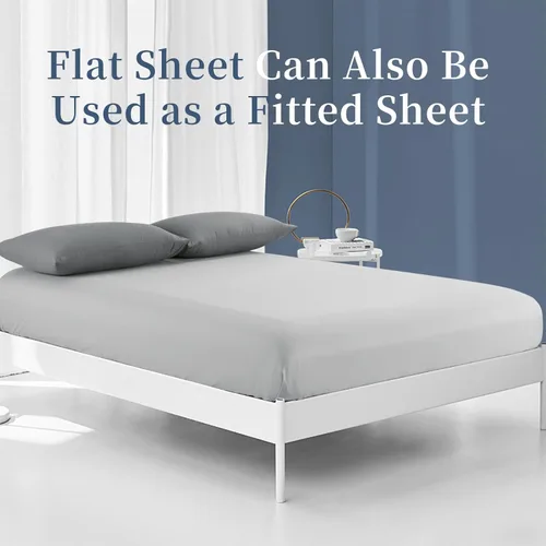 Vista 3 de HOMBYS Sábanas encimera King extragrandes y extralargas de color gris claro, sábana de cama suave y duradera, sábana encimera lisa y transpirable