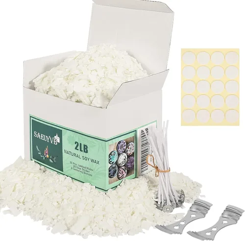 SAEUYVB Cera de vela de soja natural y cera de vela de soja para hacer velas, 2 libras de cera de soja para hacer velas, cera de vela de soja de