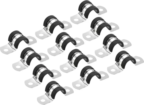 Vista 18 de Uxcell Abrazadera de manguera de acero inoxidable acolchada de goma de 2.913 in (2-7/8 pulgadas), abrazadera de metal en forma de U para tubo