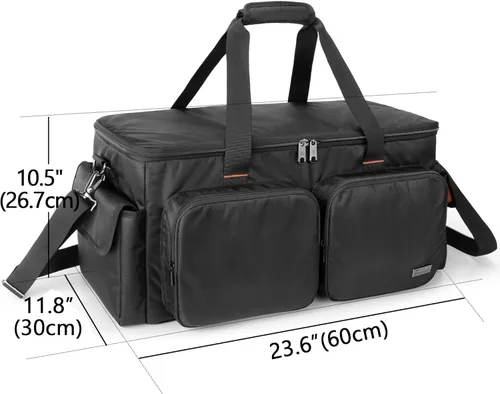 Vista 6 de Trunab Bolsa de archivo de cable para DJ con parte inferior acolchada desmontable y divisores, bolsa de viaje para equipo de DJ profesional