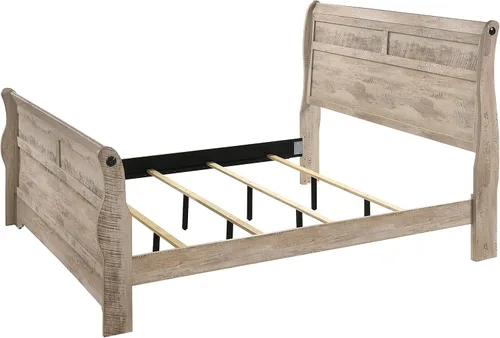 Vista 11 de Roundhill Furniture Imerland Bed - Juego de cabecera de trineo de 5 piezas con acabado en blanco y moderno, tamaño King