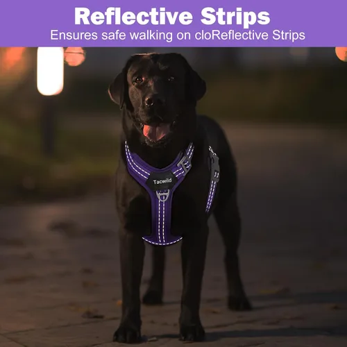 Vista 9 de Arnés sin tirones para perro, chaleco reflectante ajustable con broche de metal, malla suave transpirable sin estrangulamiento para cachorro, fácil