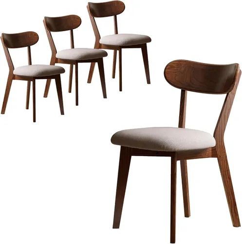 Vista 17 de Silla de comedor para cocina y comedor, silla moderna de madera de roble maciza con respaldo ergonómico curvo, roble norteamericano de grado FA