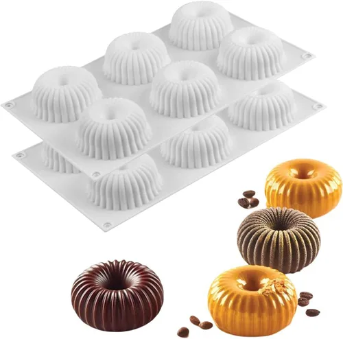 Molde para rosquillas, 2 moldes de silicona para donas, molde para hornear bagel, bandeja para magdalenas, molde para magdalenas, herramienta de