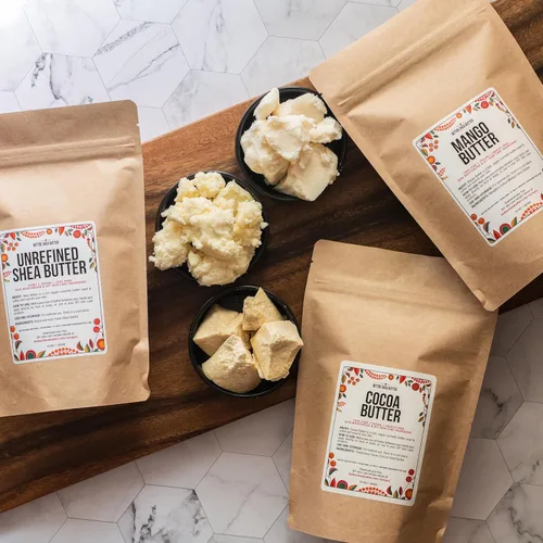 Vista 3 de Better Shea Butter Juego de manteca de karité cruda, mantequilla de mango cruda, manteca de cacao sin refinar para hacer jabón y mantecas corporales