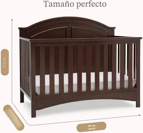 Vista 9 de Delta Children Perry, cuna convertible 6 en 1, con certificado Greenguard Gold, color blanco Bianca