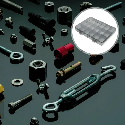 Vista 8 de Angoily Caja organizadora de plástico transparente con 18 rejillas, caja de herramientas, contenedor de componentes, contenedores de almacenamiento