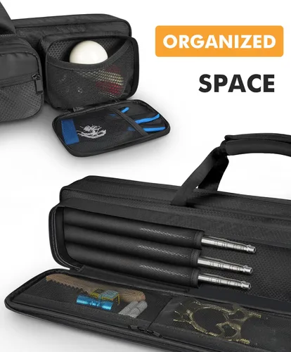 Vista 4 de PEKREWS Estuche para Taco de Billar, Estuche para Taco de Billar 4x5 con Múltiples Bolsillos que Sostiene 4 Culatas y 5 Puntas, Bolsa Acolchada