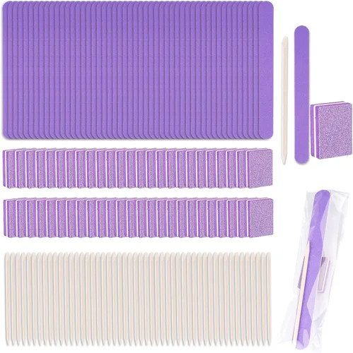Vista 9 de Kit de manicura desechable, juego de 50 piezas, incluye mini pulidor de uñas, lima de uñas, palo de madera, bolsa de OPP, kit de herramientas