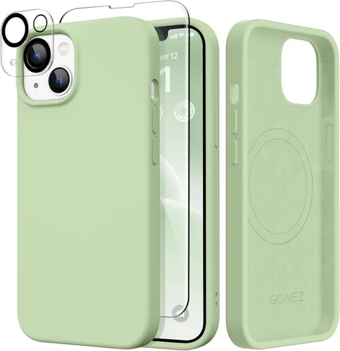 Vista 1319 de GONEZ Funda magnética para iPhone 14, compatible con Magsafe, con protector de pantalla + protector de cámara, forro de microfibra antiarañazos