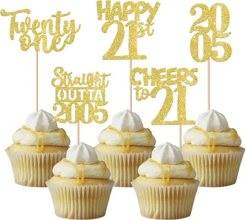 Vista 34 de 30 piezas de decoraciones para pastel de cumpleaños número 10, decoraciones de cupcakes negras con brillo, 10 feliz cumple, directo desde 2016, 10