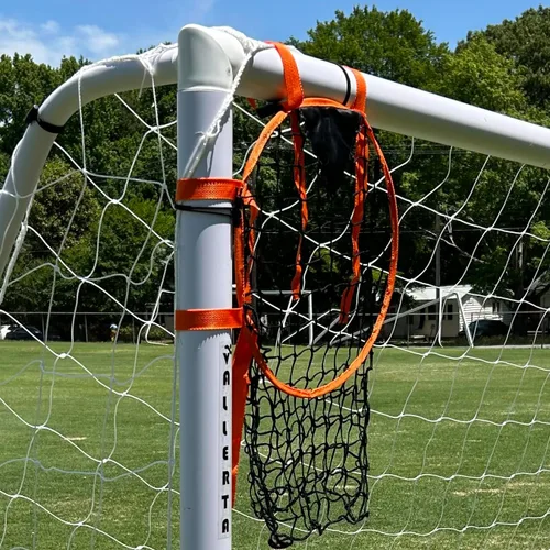 Vallerta® Portería de fútbol portátil, juego de 2, fijación rápida y desmontable, bolsillo elegante y resistente para entrenamiento de precisión