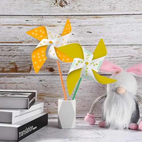 Vista 5 de Chalyna 24 piezas de molinetes de papel para bricolaje, kits de manualidades a granel, molinetes de papel blanco en blanco para actividades grupales