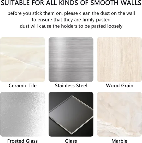 Vista 7 de Soporte de pared para control remoto, 2 piezas, soporte para controlador de TV, soporte remoto autoadhesivo, soporte para bolígrafo de pared