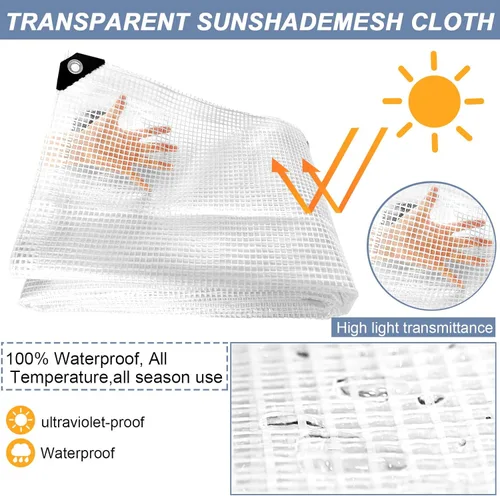 Vista 3 de STARPYNG -Lona transparente/blanca de 15 x 15 pies, lona de malla transparente resistente, lona impermeable, resistente a los rayos UV, invernadero