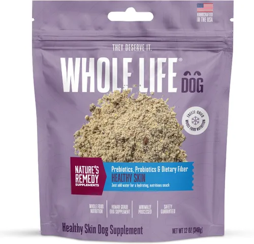 Whole Life Dog - Suplementos saludables para piel y pelaje para perros para piel seca, alivio de alergias y estómago, apoyo inmunológico y