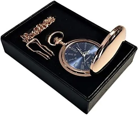 Vista 4 de Reloj de bolsillo personalizado, reloj de bolsillo personalizado grabado como regalo. Incluye caja, cadena de acero inoxidable y grabado.