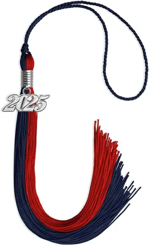Vista 196 de Endea Graduation Borla de doble color con gota de fecha plateada (negro/oro antiguo, 2025)
