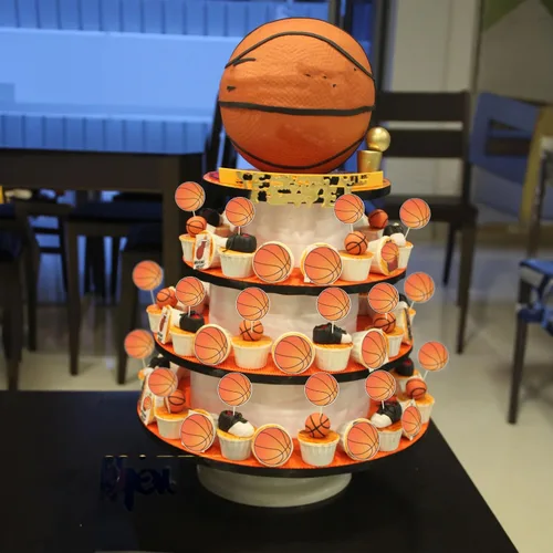 Vista 6 de 36 piezas de adornos para cupcakes de baloncesto, estrellas, bolas deportivas, adornos para cupcakes para jugadores de baloncesto, decoración
