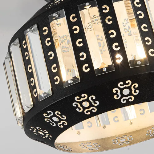 Vista 7 de Zlepmlla Lámpara de techo semiempotrada, marco de metal negro con pantalla de cristal, lámpara moderna de montaje empotrado para pasillo