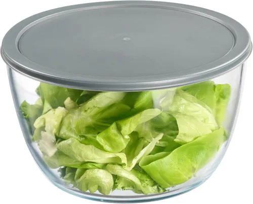 Vista 9 de Le'raze Escurridor de ensalada de vidrio con tapa hermética, sin BPA, lavadora giratoria de lechuga de fácil bombeo, cuenco de lavado de frutas