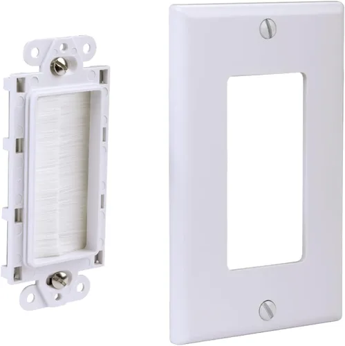 Vista 5 de Paquete de 2 placas de pared de un solo cepillo, placa frontal de una sola banda, enchufe de pared para HDTV, HDMI, red, cables coaxiales, cables